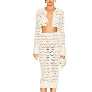 Talmai Pointelle Cropped Cardigan & Midi Skirt (selling as a set)